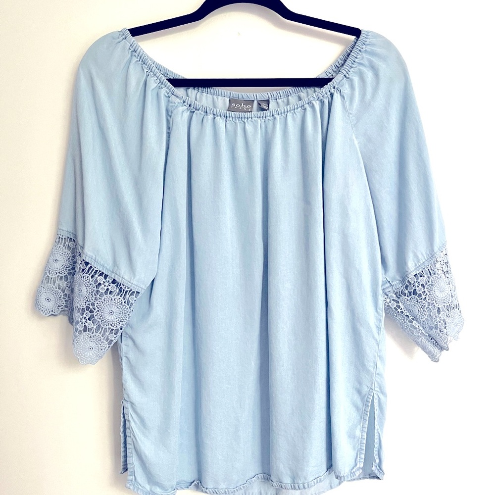 Soho Baby Blue Lyocell Top Small